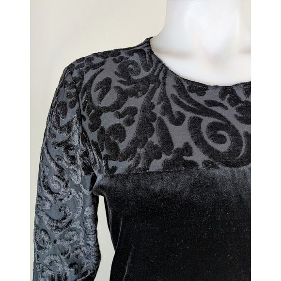 VTG Diane Von Furstenberg Sheath Minidress Medium Black Velvet Burnout Cocktail - Picture 3 of 9